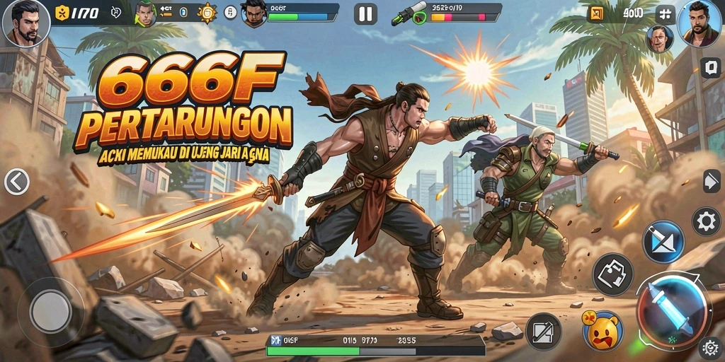 Screenshot gameplay 666F menunjukkan pertarungan yang dinamis dan menarik.