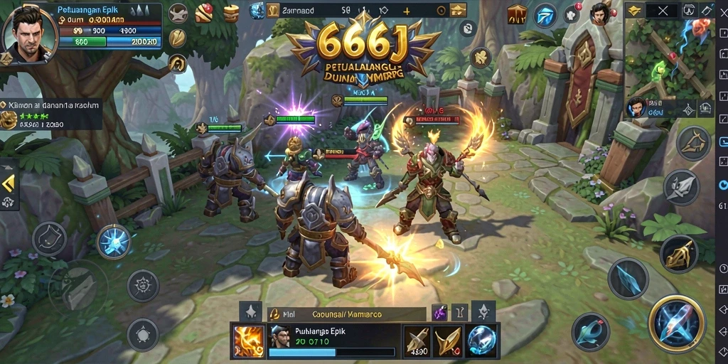 Tampilan gameplay MMORPG 666J yang mendebarkan dan penuh aksi.