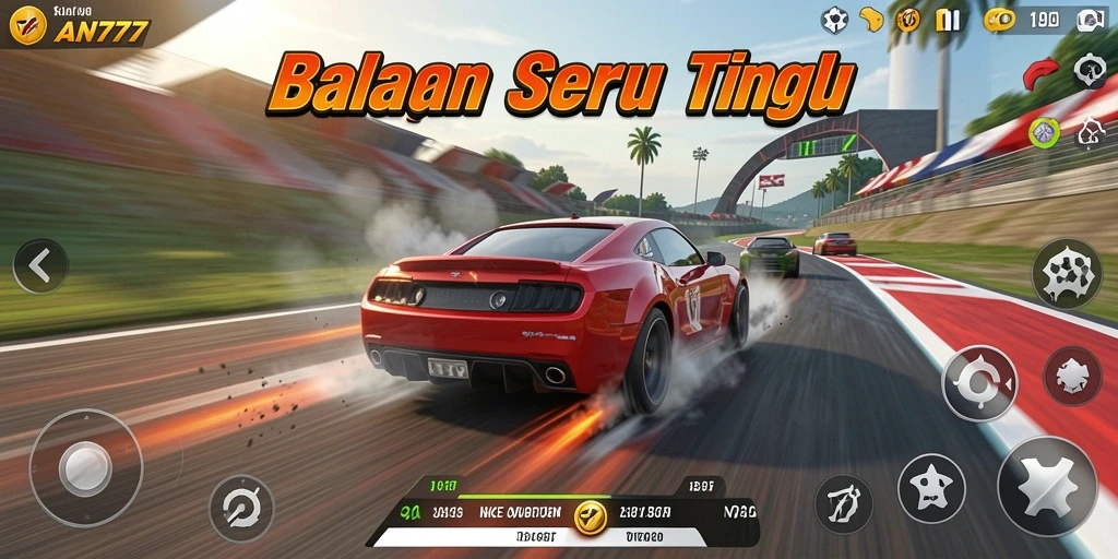 Gameplay balapan seru dalam AN777 dengan berbagai trek menantang.