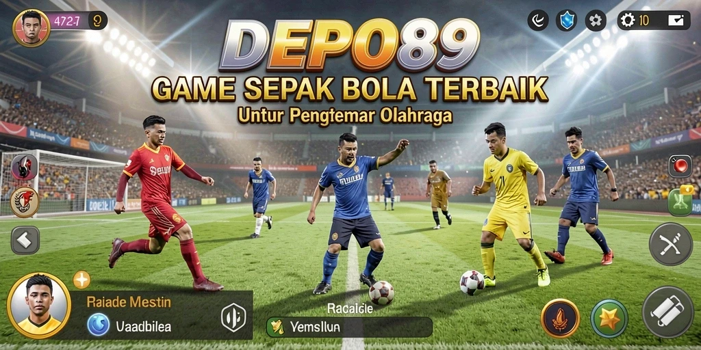 Tampilan dinamis dari gameplay sepak bola yang menegangkan.