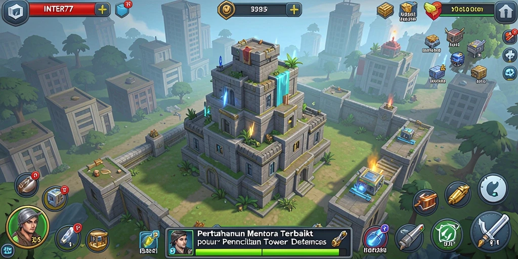 Gameplay menyerang dan mempertahankan menara yang seru di INTER77.
