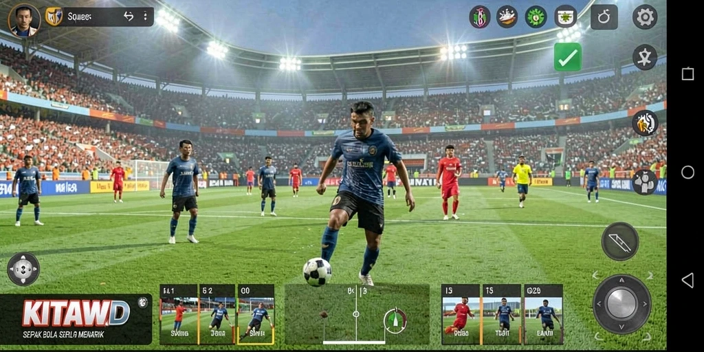 Tampilan gameplay <strong>KITAWD</strong> yang dinamis dan menegangkan dalam pertandingan sepak bola.