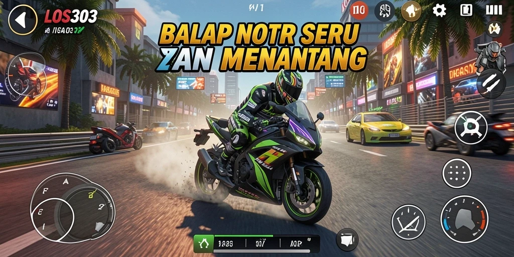 Gameplay menegangkan dan seru dalam balapan motor.
