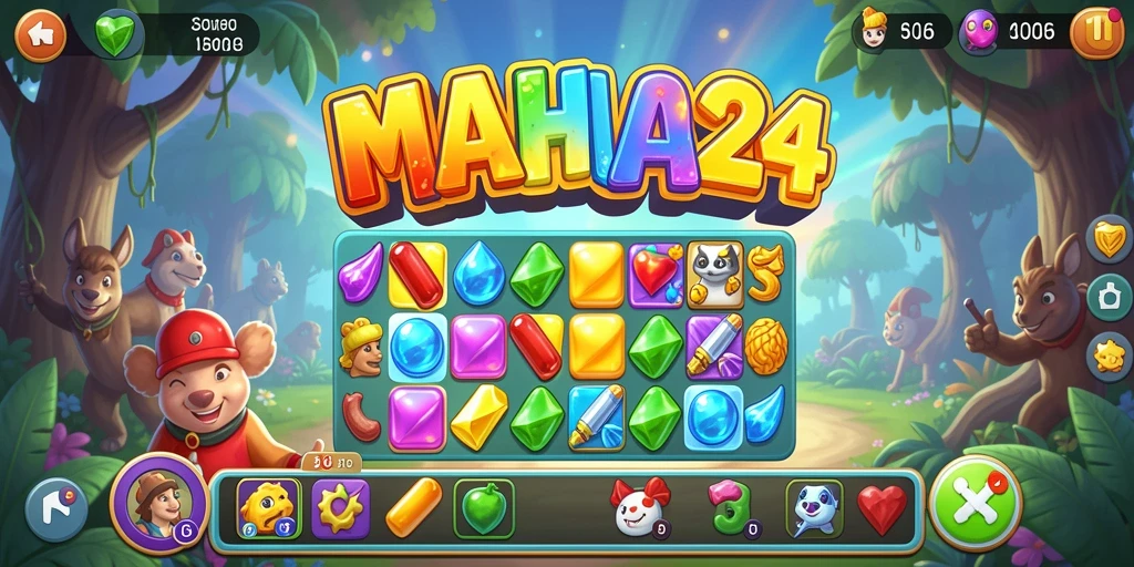 Tampilan gameplay seru dari MAHA24 dengan kombinasi match-3 yang menarik.