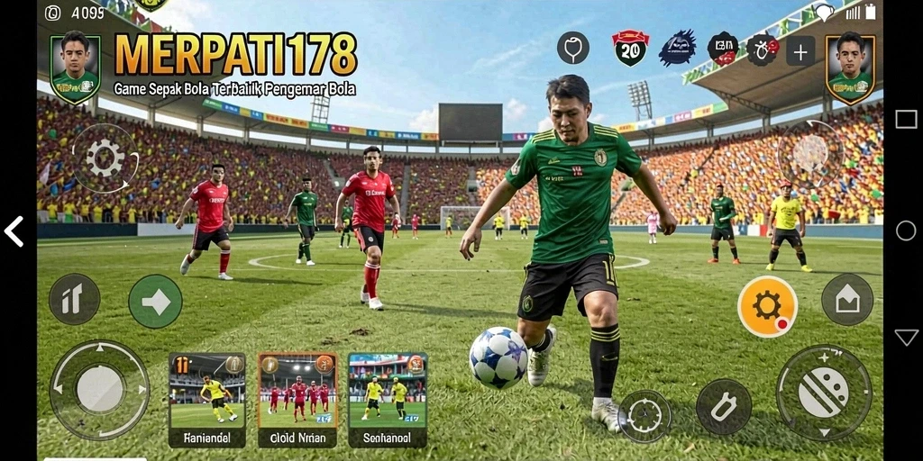 Screenshot gameplay MERPATI178 yang menampilkan aksi di lapangan sepak bola.