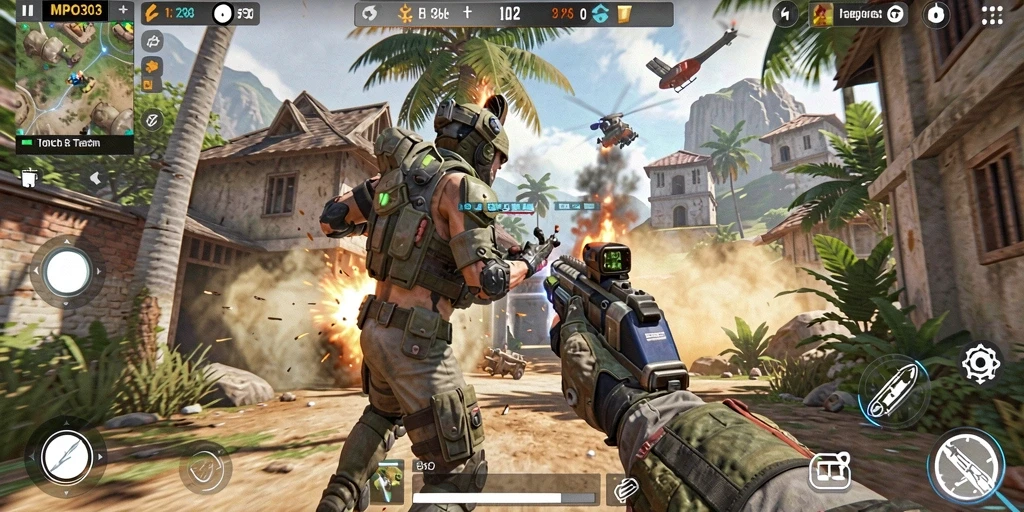 Tampilan gameplay MPO303 dengan aksi menegangkan di lingkungan yang detail.