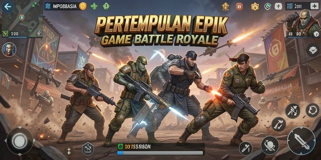 Tampilan seru dari gameplay intens MPO88ASIA di arena Battle Royale.