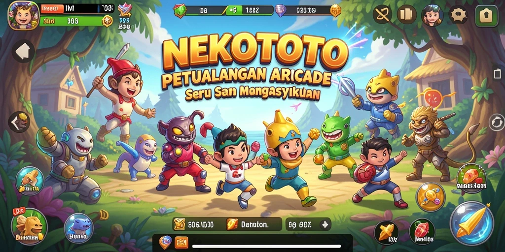 Tampilan gameplay NEKOTOTO yang seru dan penuh warna.