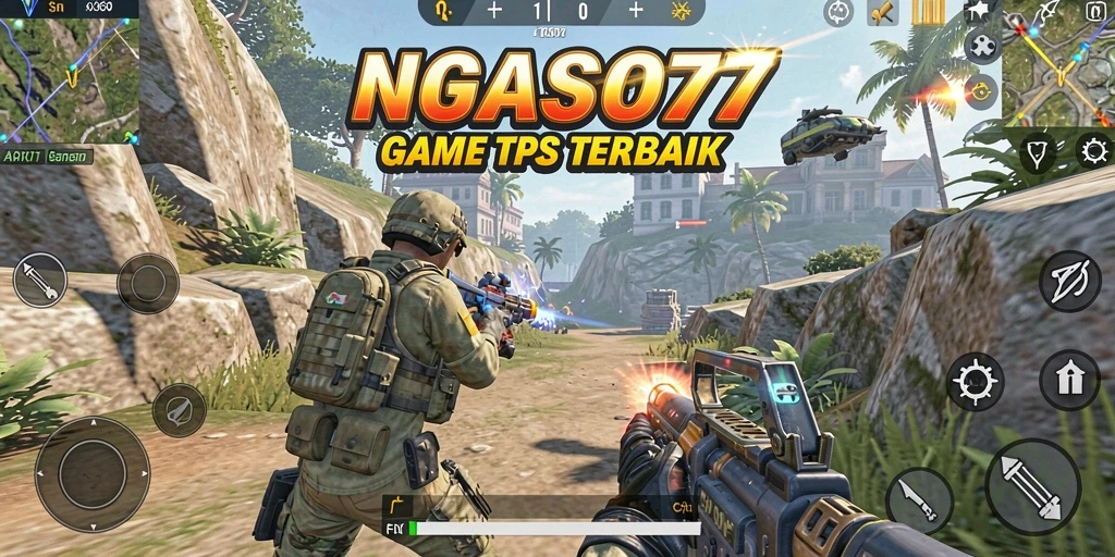 Tampilan gameplay seru dalam NGASO77 dengan aksi tembak-menembak yang intens.