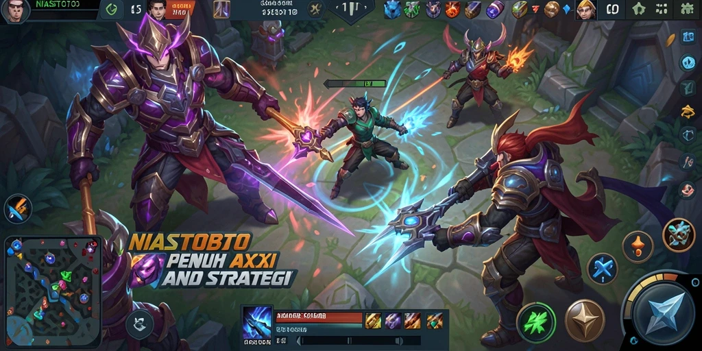 Tampilan gameplay NIASTOTO yang seru dalam pertarungan MOBA.