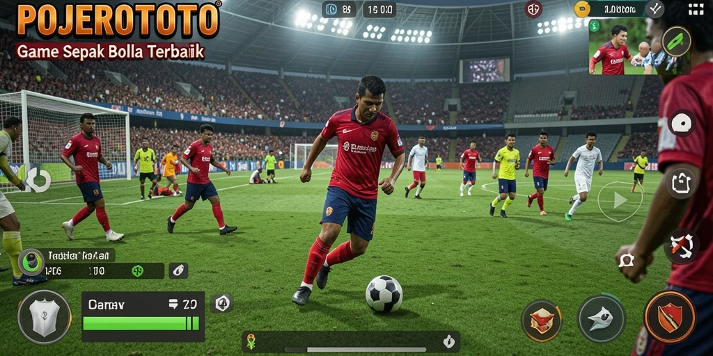 Tampilan gameplay yang mendebarkan dari permainan sepak bola di POJEROTOTO.