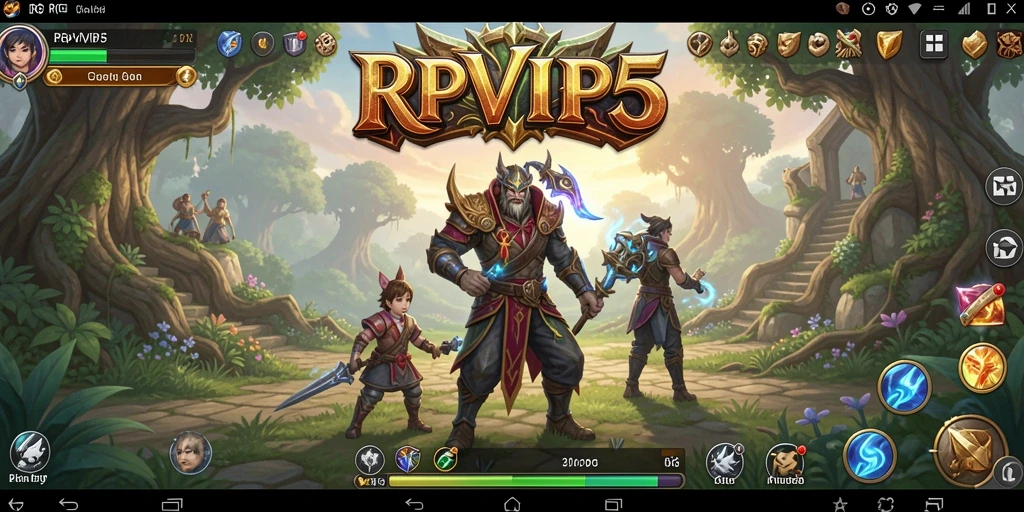 Screenshot utama RPVIP5 menampilkan aksi seru dalam pertarungan RPG.