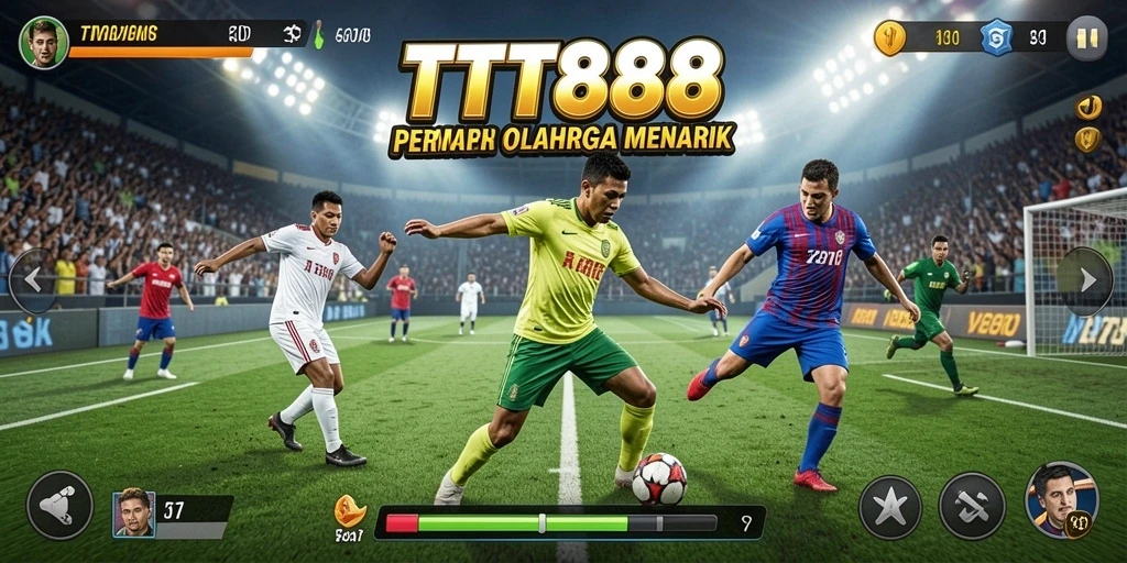 Tangkapan layar dari gameplay TTT888 menampilkan aksi mendebarkan di arena olahraga.