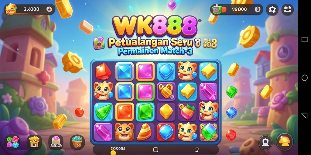 Tampilan utama gameplay WK888 menampilkan keseruan mencocokkan item.